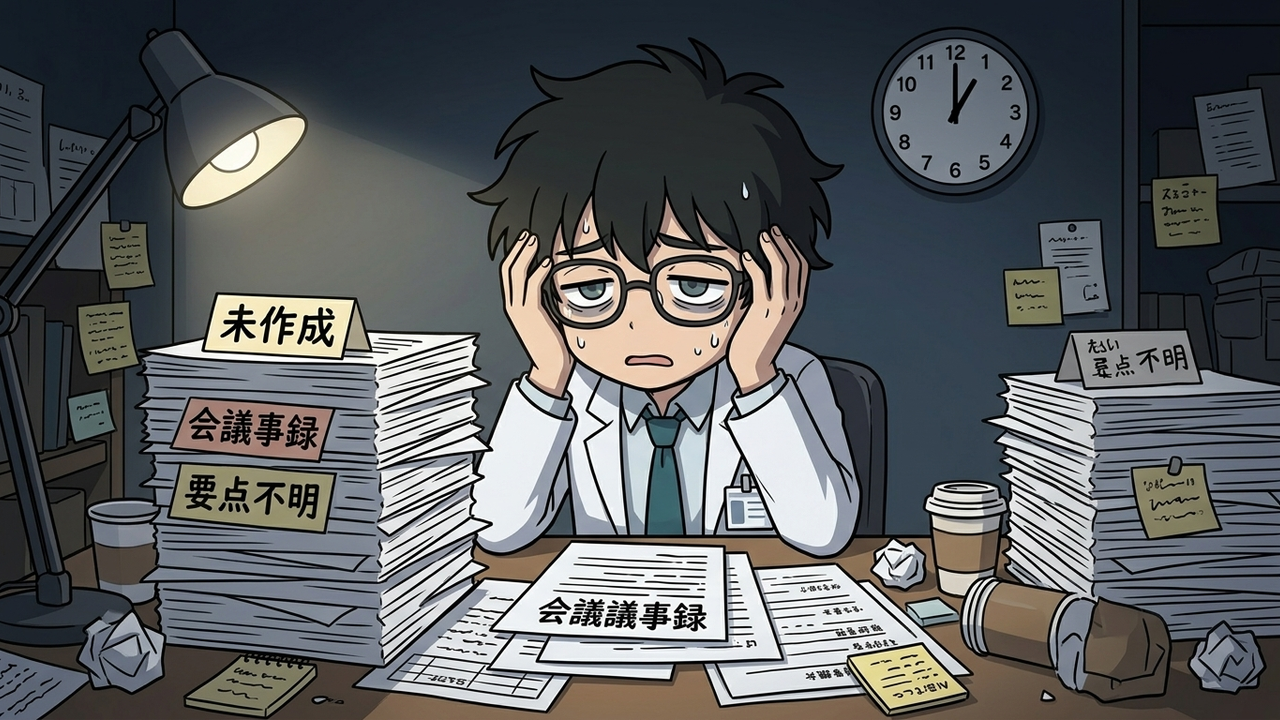 問題提起 - Jさんが打ち合わせ中にPlaudNote PINをさりげなく使いながらメモを諦めているシーン
